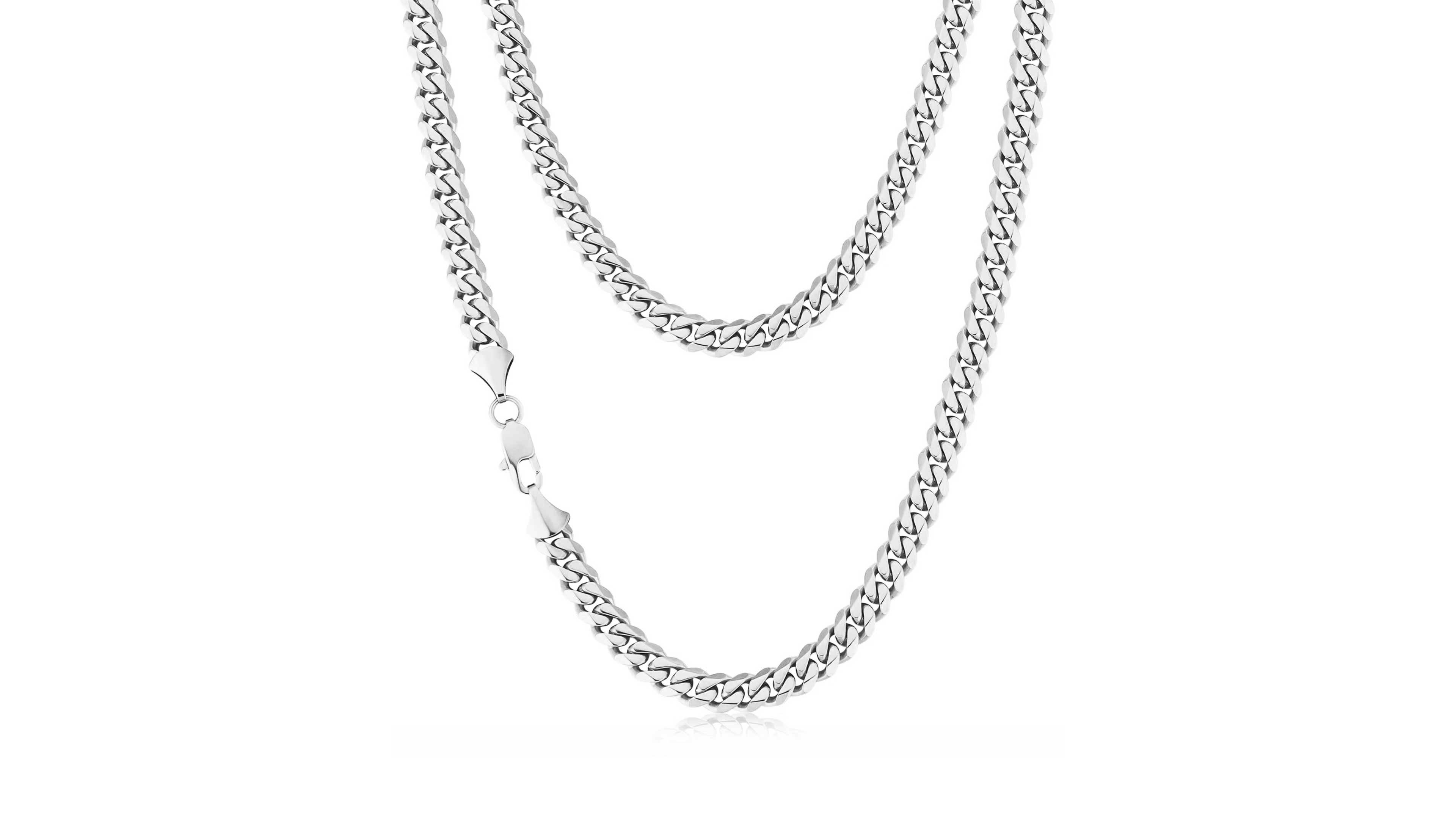 Rhona Sutton Silver Miami Cuban 8MM Stainless Steel Chain Necklace