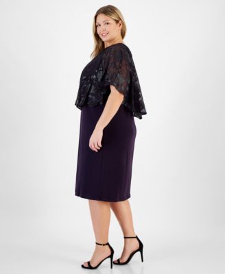 Plus Size Cape-Overlay Sheath Dress