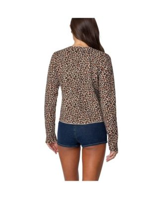 Women's Leopard Printed Knit Cardigan