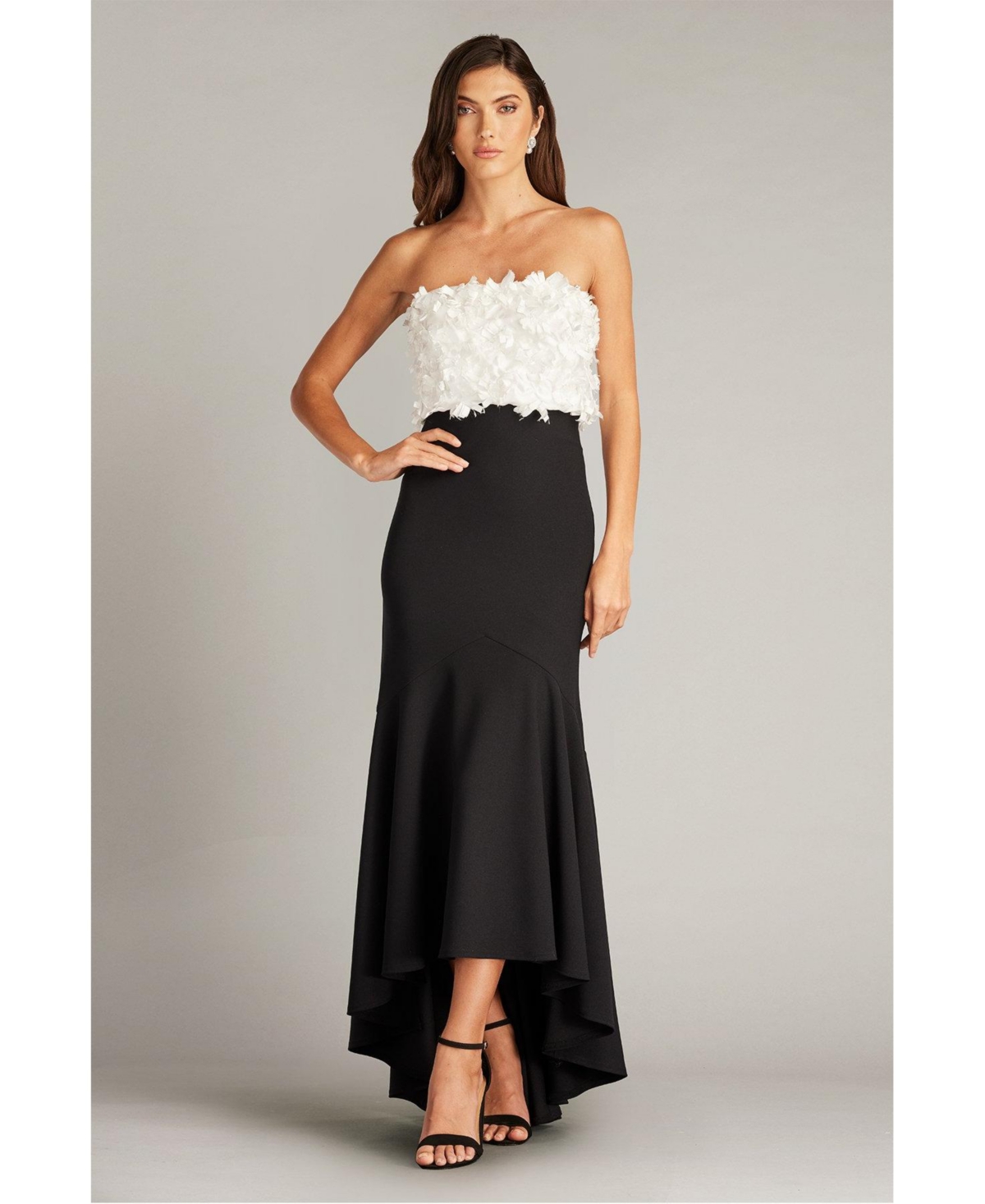 Tadashi Shoji Women's Xora Floral Embellished Strapless Gown - Bk/iv