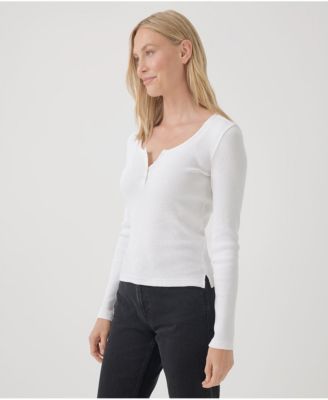 Women's Organic Cotton Favorite Rib Henley Long Sleeve Top