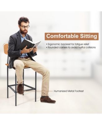 5-Piece Industrial Dining Table Set with Counter Height Table and 4 Bar Stools-Walnut