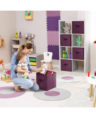 13 Inch 8 Pack Sturdy Collapsible Fabric Storage Cubes with Handle - for Organizing Clothes, Toys, Books,  Shelves & more