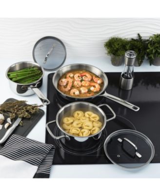 DiNA Helix 5pc Recycled 18/10 Stainless Steel Cookware Set, Glass Lids