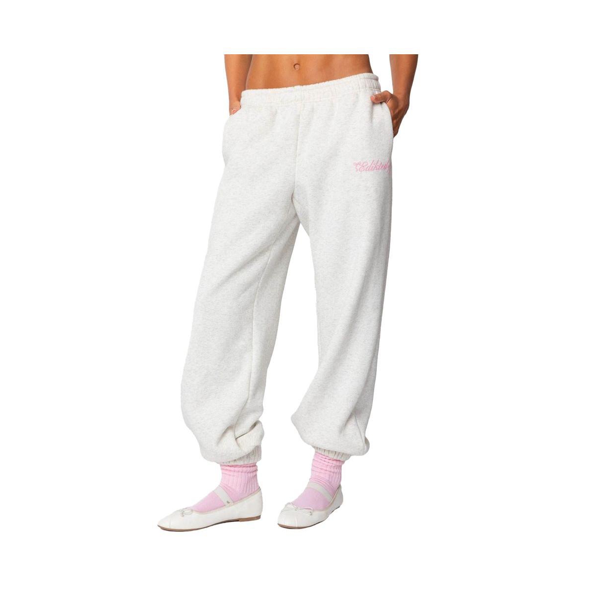 Womens Sasha Bow Detail Sweatpants - Gray-melange