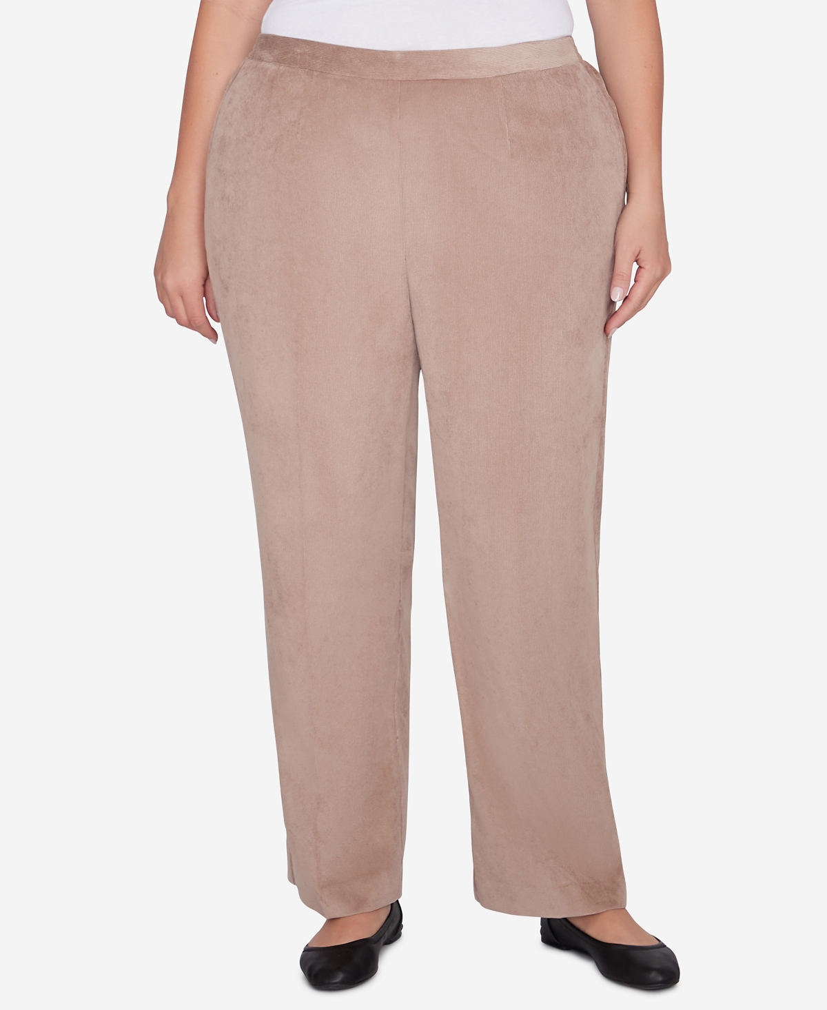 Alfred Dunner Plus Size Telluride Millennium Faux Fly Front Short Length Pants In Fawn
