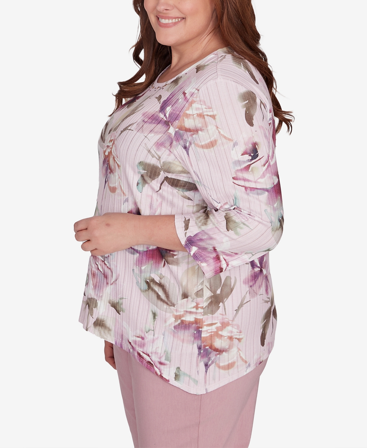 Alfred Dunner Plus Size Telluride Romantic Florals Textured Top