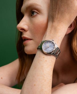 Women's Lustre Silver and Rose Gold-Tone Stainless Steel Bracelet Watch 34mm