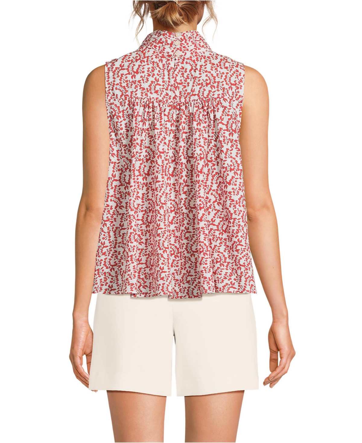 Lands' End Women's Cotton Voile Mock Neck Blouse