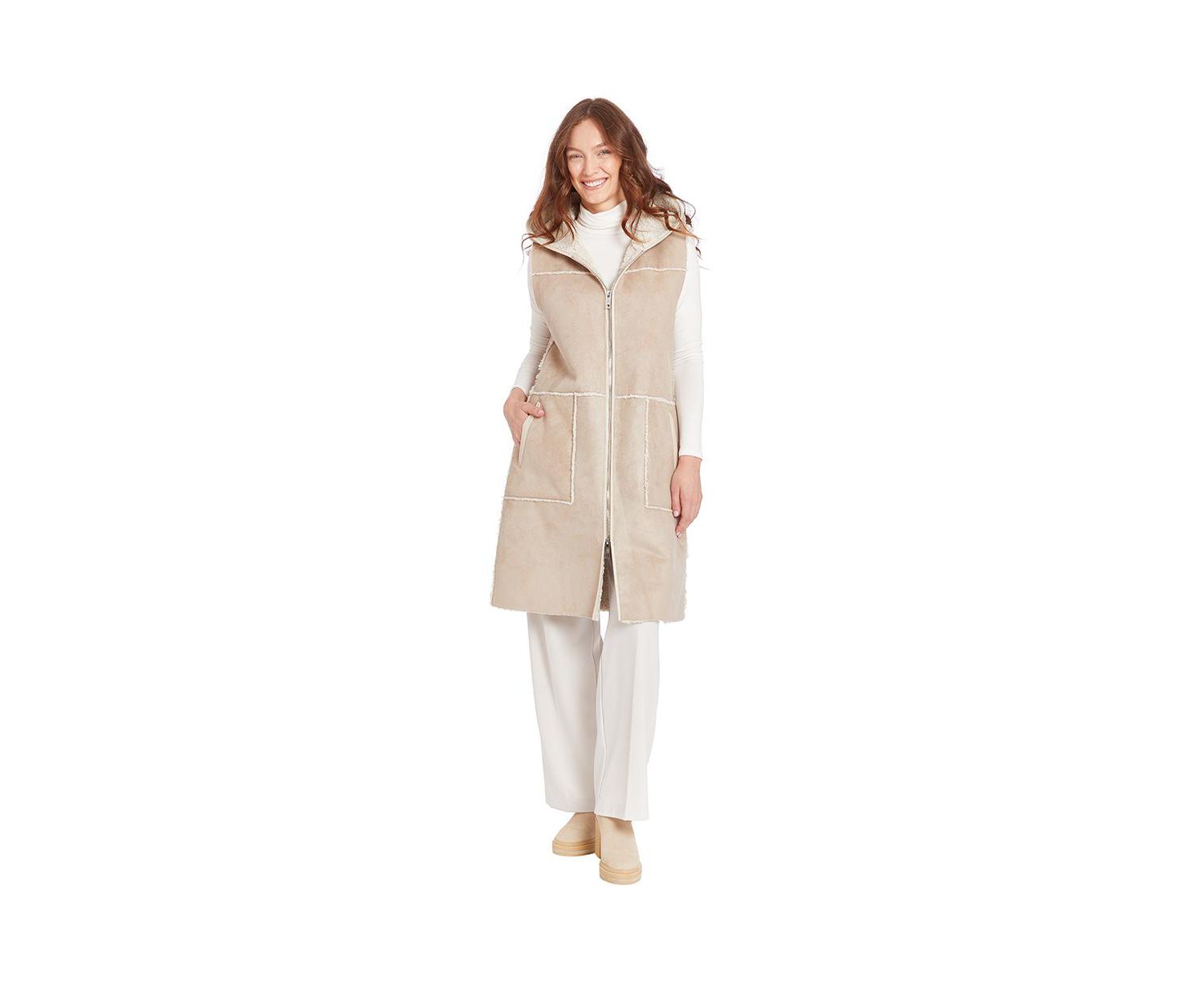 Women's Kourtney Faux Shearling Hooded Vest