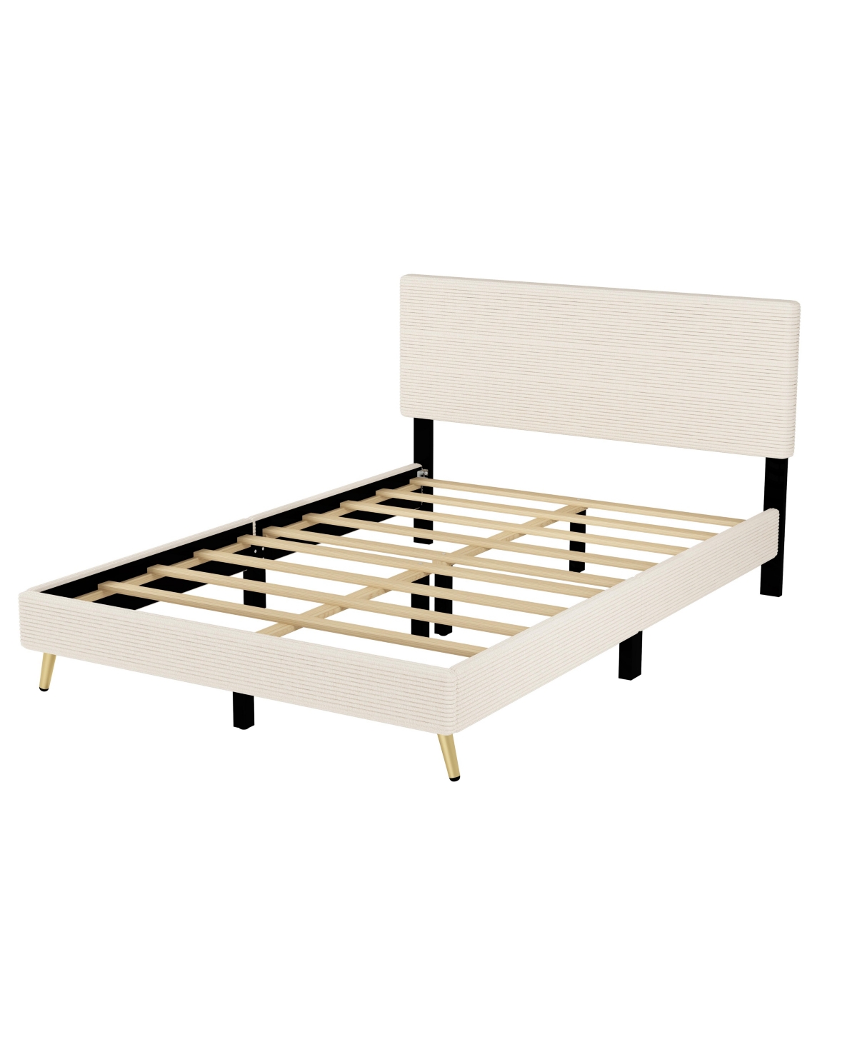 Slickblue Queen Size Corduroy Upholstered Bed Frame for Stylish Bedroom Elegance