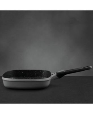 GEM 10" Nonstick Square Grill Pan, Detachable Handle, Grey