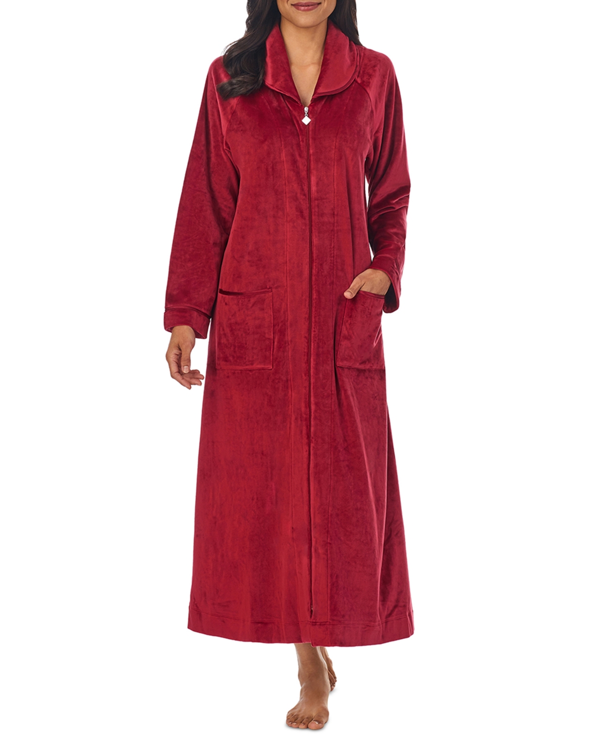 Eileen West Women's Zip-Front Velour Ballet Robe