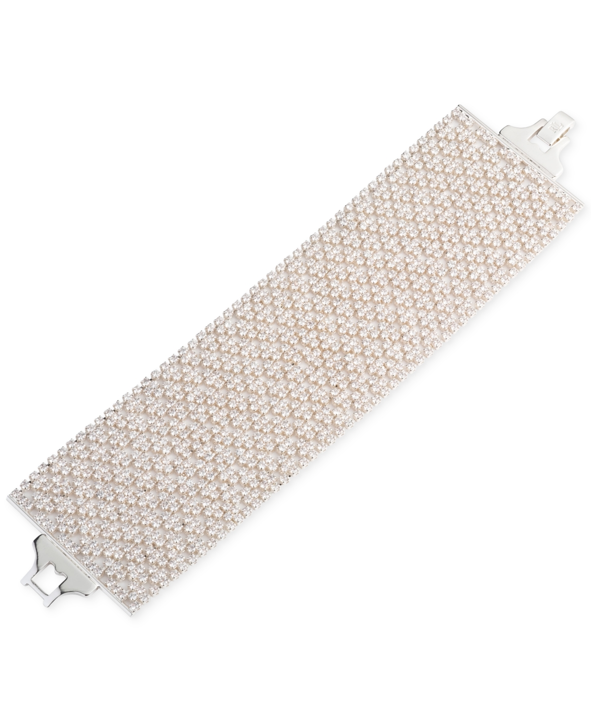Ralph Lauren Silver-tone Crystal Mesh Flex Bracelet In White