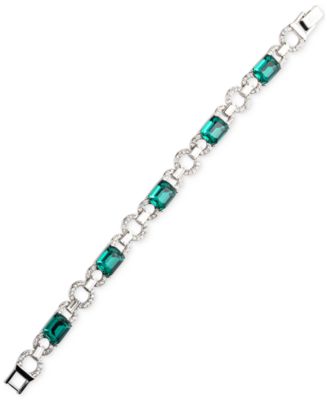 Lauren Ralph Lauren Silver-Tone Rectangle Stone Flex