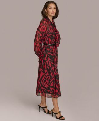 Women's Printed Tie-Neck A-Line Dress