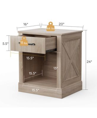 Nightstand with Drawer and Shelf Rustic Wooden Bedside Table Bedroom Brown