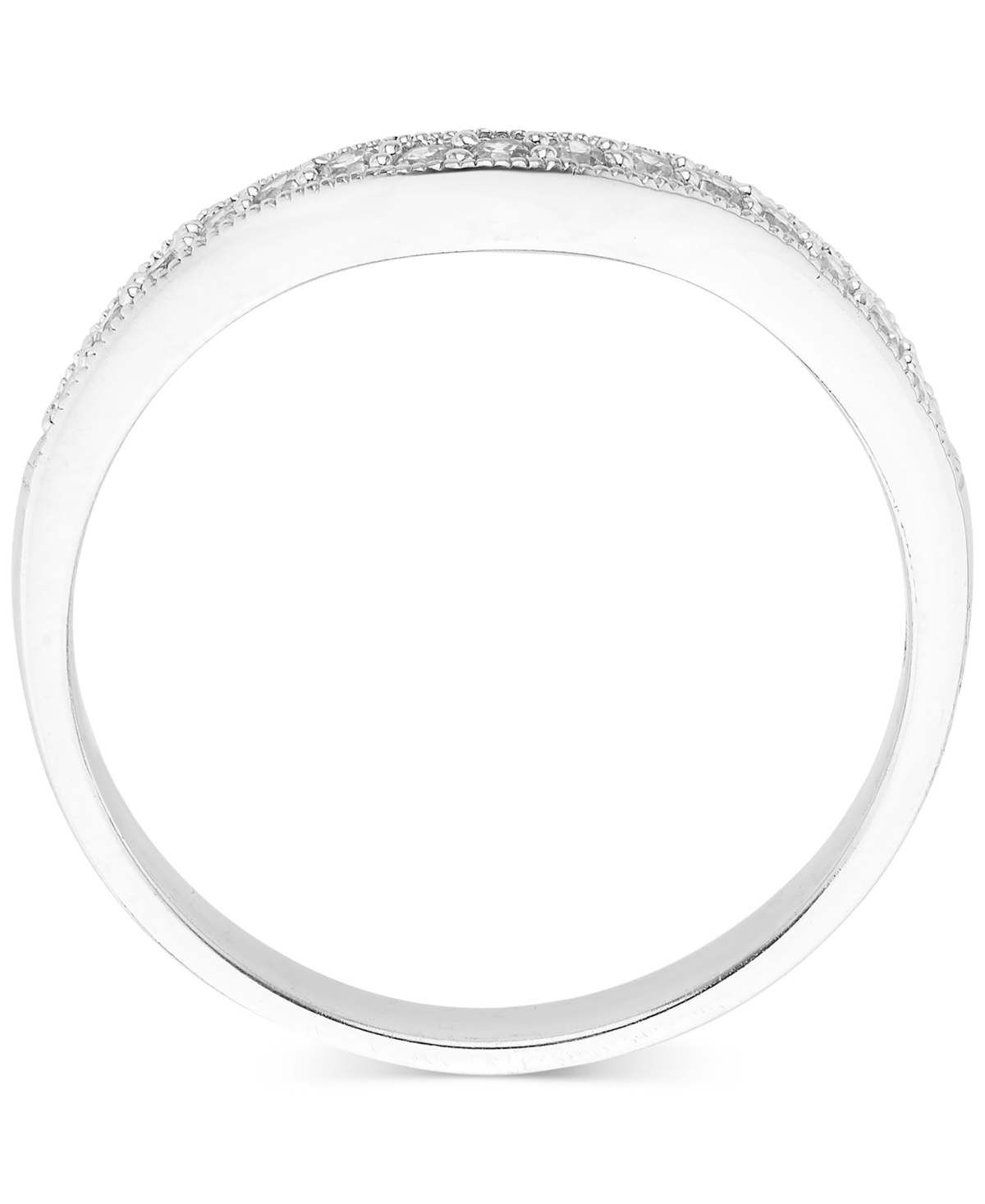 Macy's Diamond Milgrain Beaded Contour Band (1/5 Ct. T.w.) In 14k White Gold In White Gold