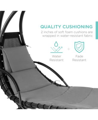 Hanging Curved Chaise Lounge Chair Swing for Backyard, Patio w/ Pillow, Shade, Stand