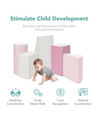 5-Piece Kids Climb and Crawl Soft Foam Block Playset Structures for Child Development
