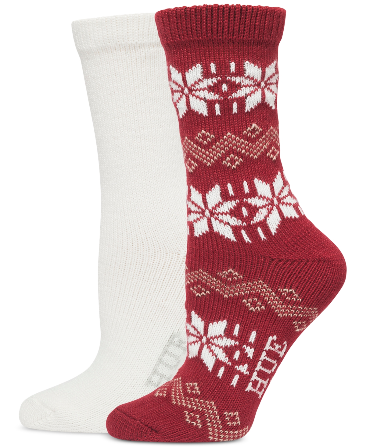 Women's Nordic Snowflake Boot Socks, Pack of 2 - Red