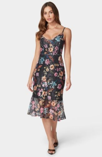 bebe embroidered midi dress Bebe Floral Embroidered Midi Dress