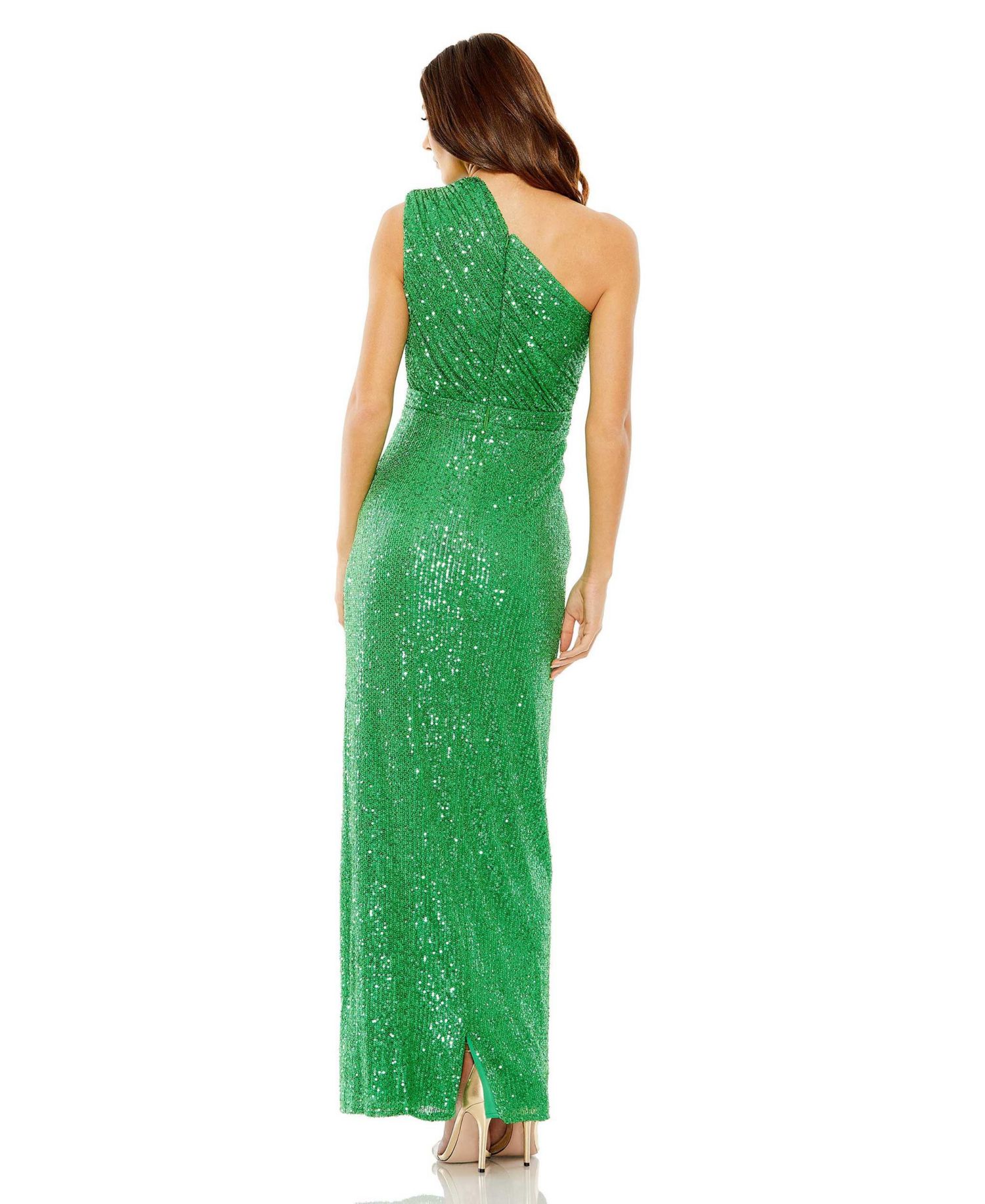 Women's Sequined Ruched One Shoulder Gown