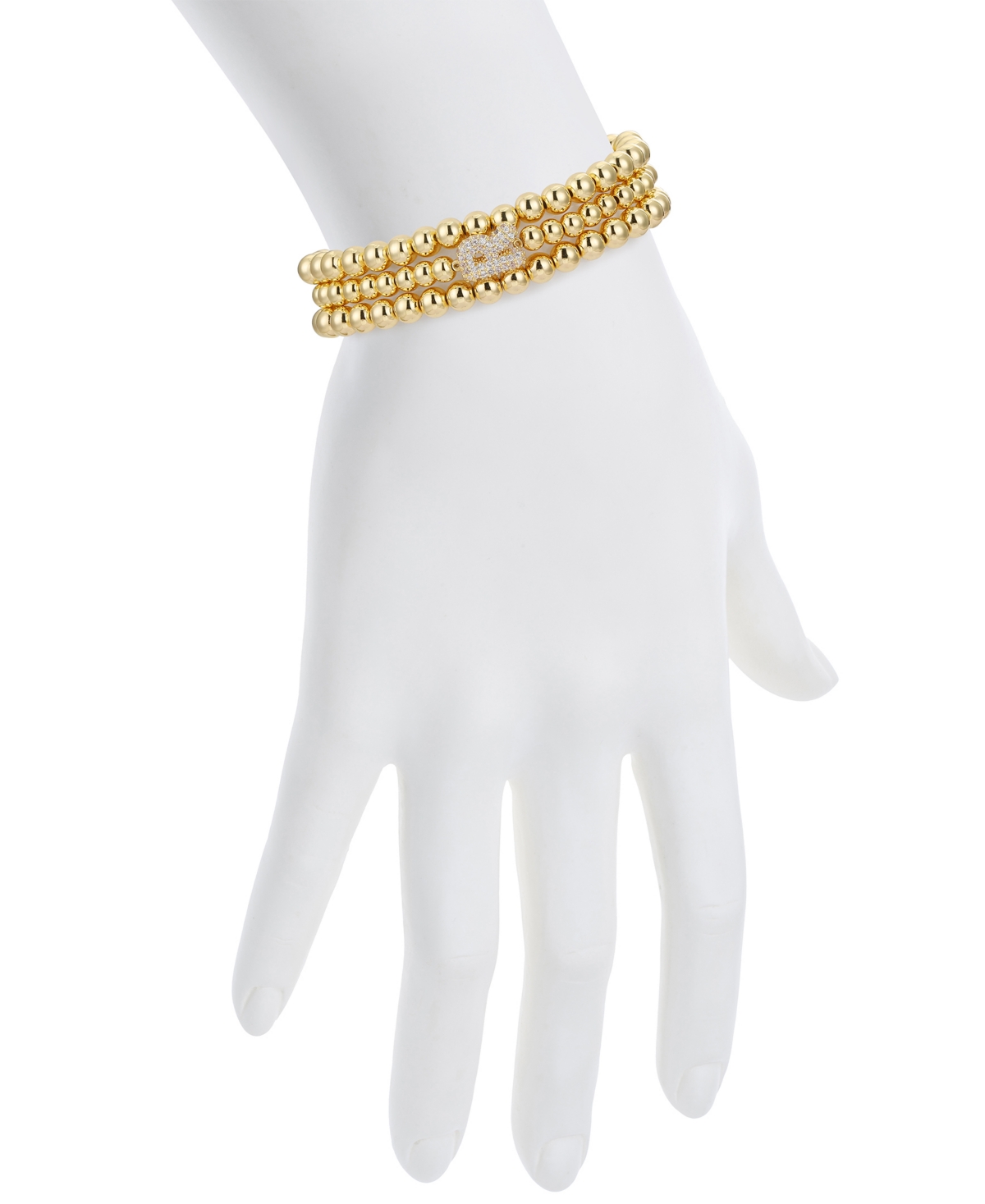 Unwritten Cubic Zirconia Bubble Initial Stretch Bracelet Set In Gold