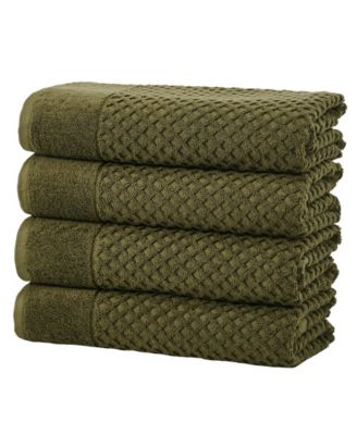 Quick-Drying Cotton Diamond Waffle Textured 4-Piece Bath Towel Set