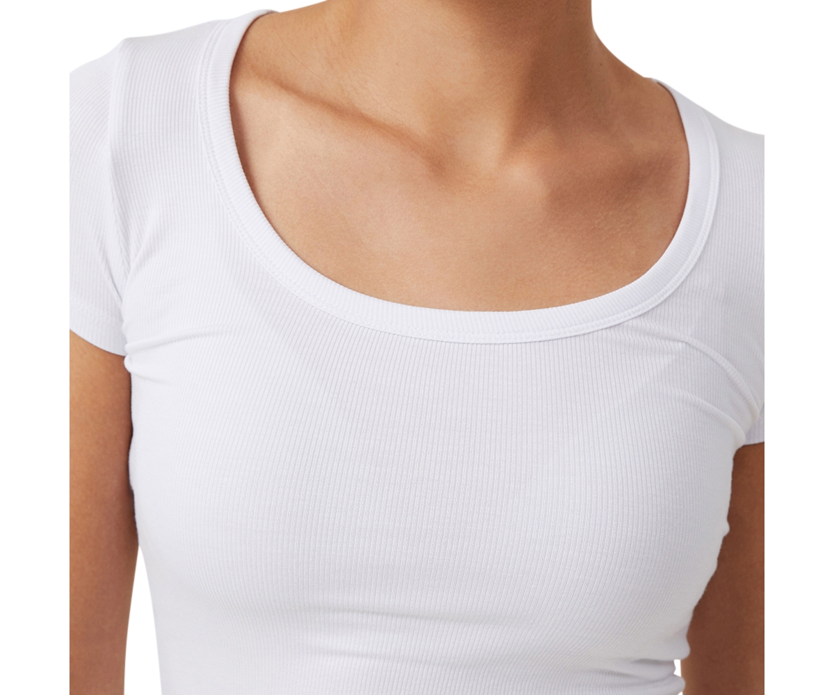 Cotton On Women's Staple Rib Scoop Neck Short Sleeve Top