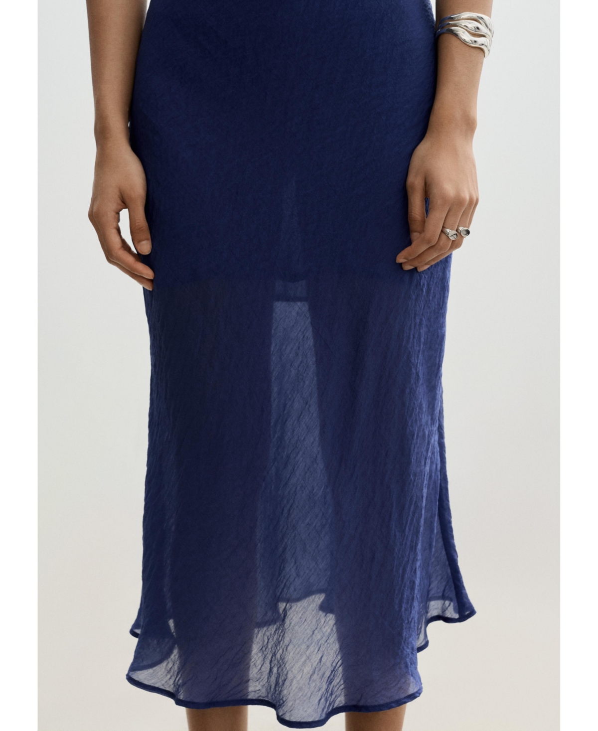 Mango Robe Longue Lyocell In Blue