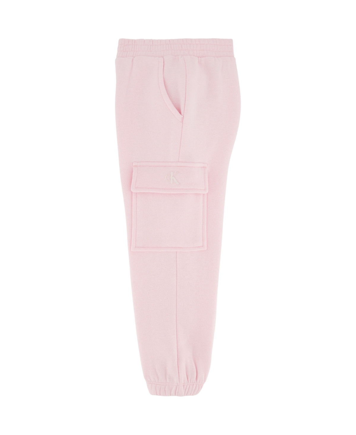 Calvin Klein Toddler and Little Girls Fleece Color Block Crew Neck Cargo Joggers, 2-Piece Set