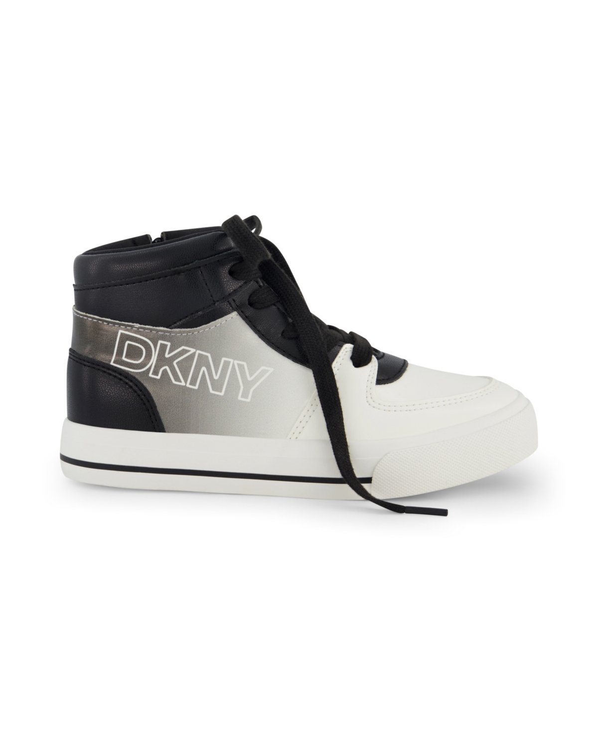 Dkny Little And Big Girls Amelia Alice High Top Sneaker In Black,white