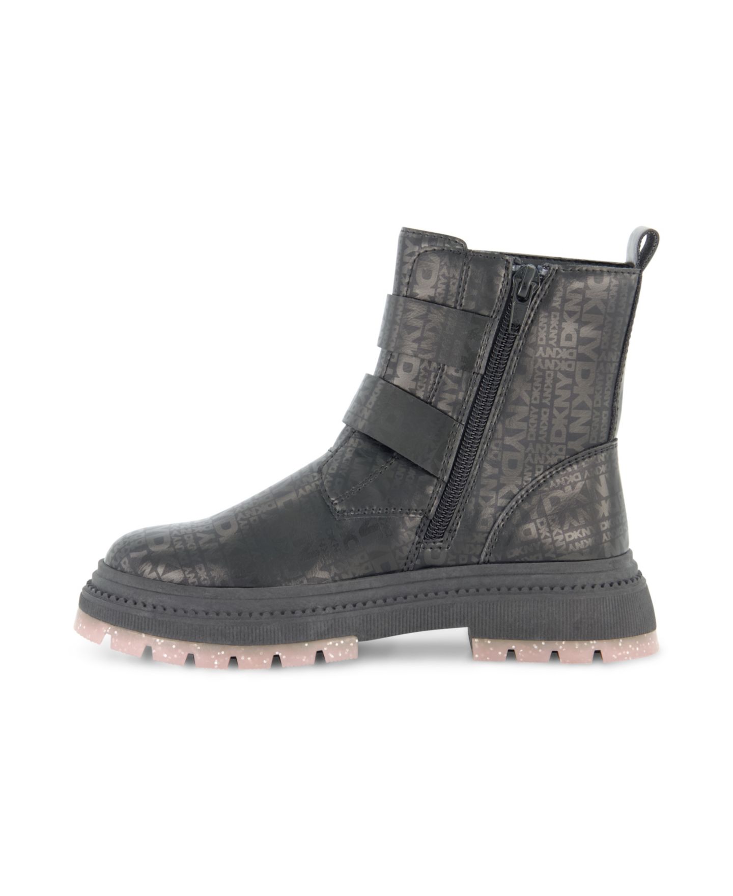 Ботинки DKNY Crissa Buckles Lug Boot для девочек, цвет: Чёрный / Розовый — фото 2