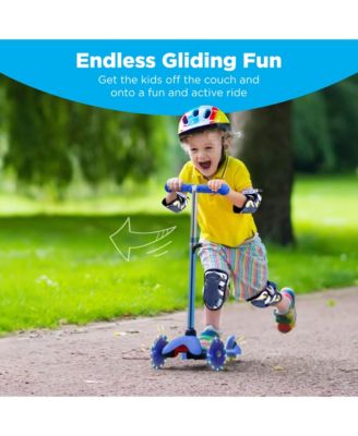 Kids Mini Kick Scooter Toy w/ Light-Up Wheels and Height Adjustable T-Bar