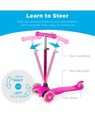 Kids Mini Kick Scooter Toy w/ Light-Up Wheels and Height Adjustable T-Bar