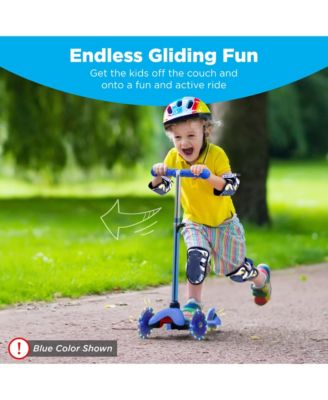 Kids Mini Kick Scooter Toy w/ Light-Up Wheels and Height Adjustable T-Bar