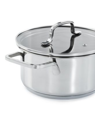 DiNA Helix Recycled 18/10 Stainless Steel 7.25" Stockpot 2.2qt., Glass Lid