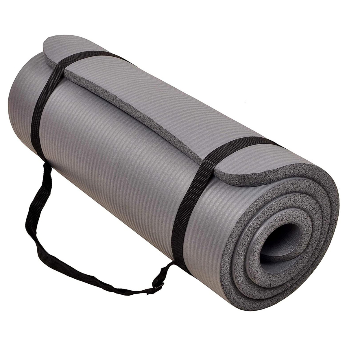 BalanceFrom GoCloud 1" Extra Thick Exercise Yoga Mat with Carrying Strap, Gray - Gray