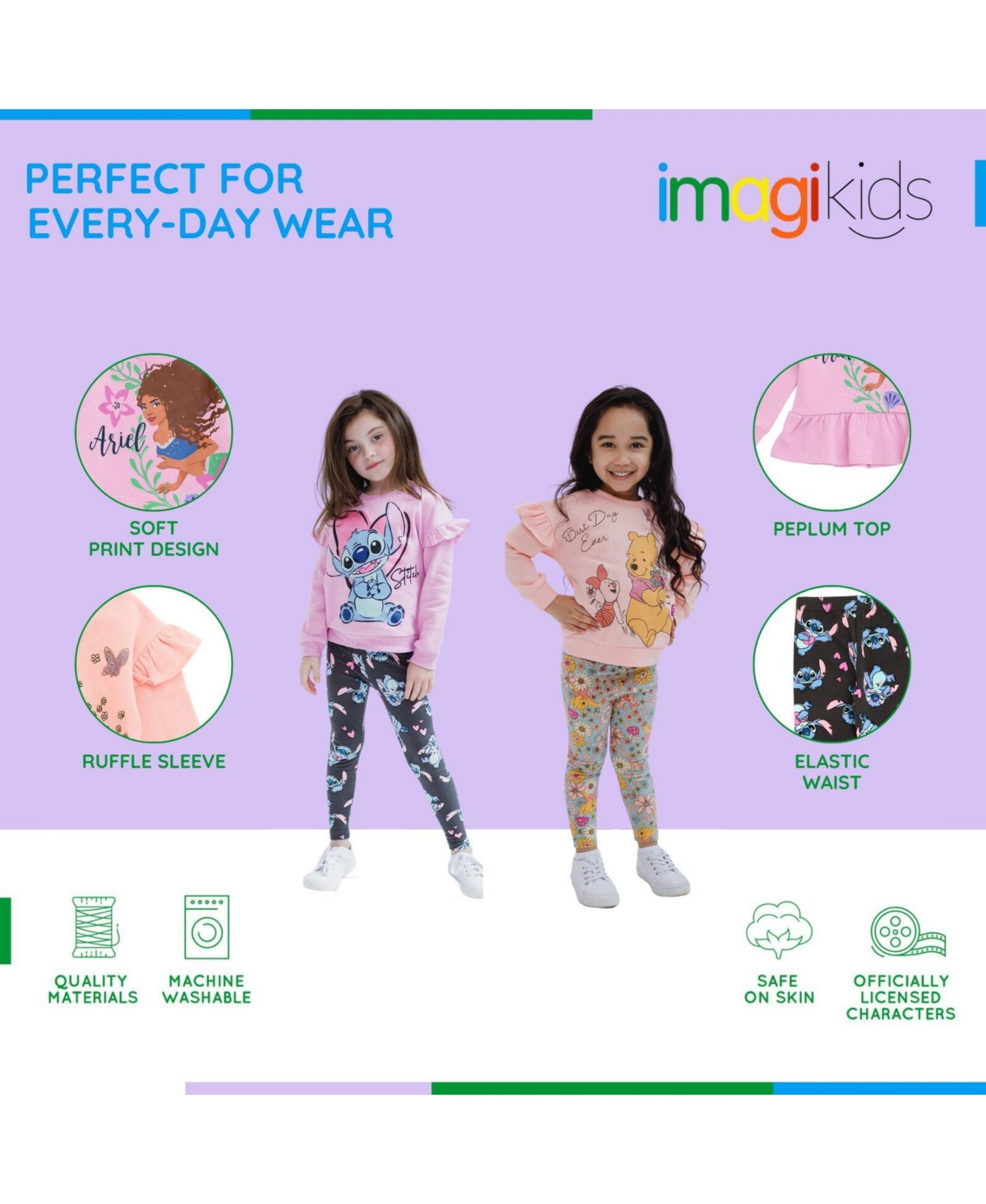 Disney Toddler Girls Junior Floral Sweatshirt and Leggings Outfit Set to (12 Months - 14-16) - winnie the pooh
