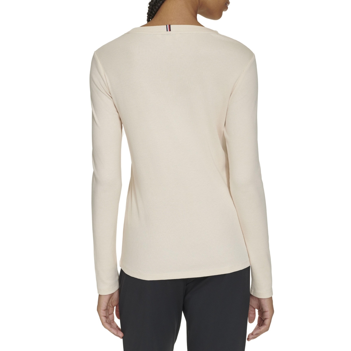 Tommy Hilfiger Women's Cotton Blend Ribbed Long Sleeve T-Shirt