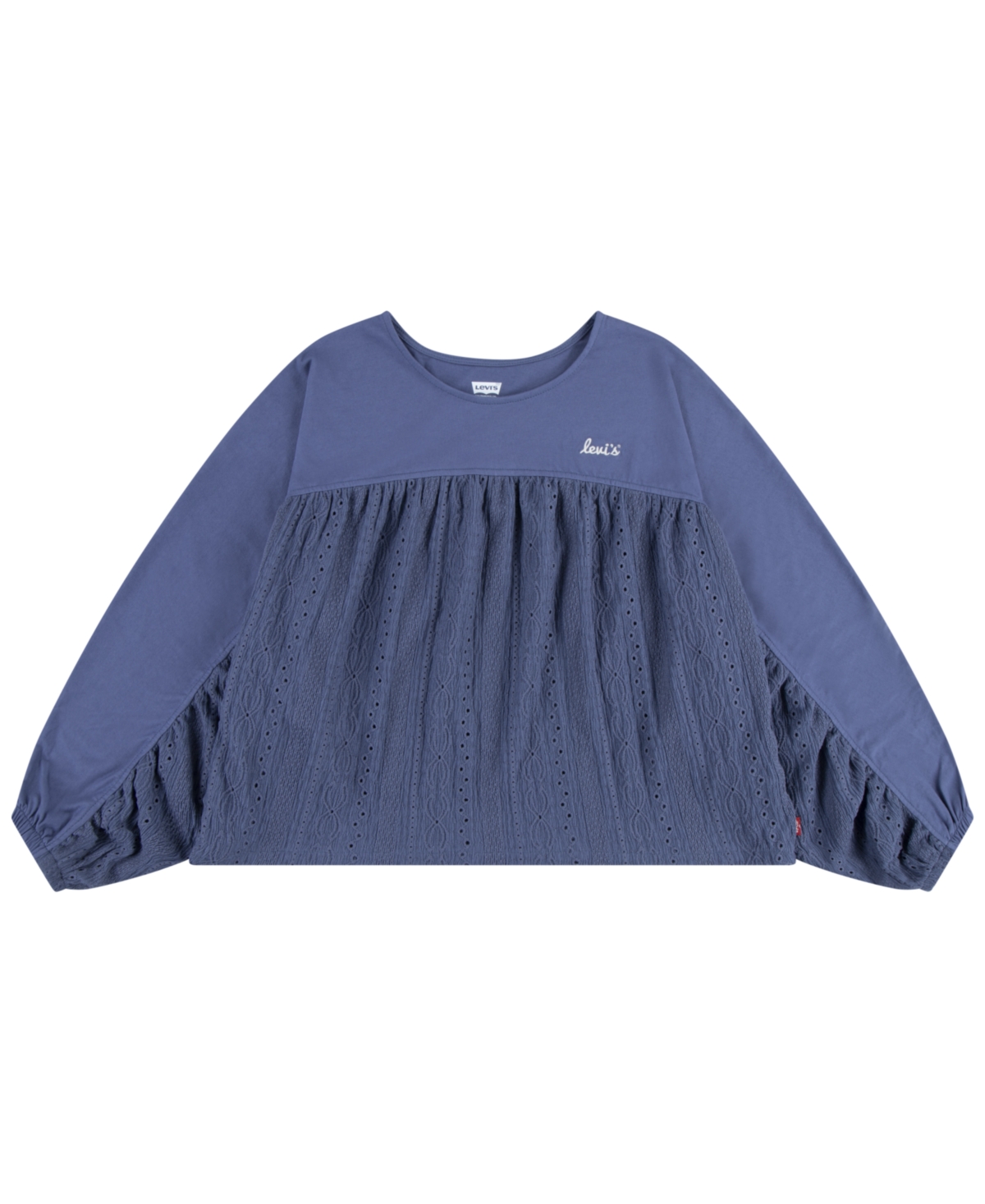 LEVI'S BIG GIRLS EYELET MIXING LONG SLEEVE TOP 