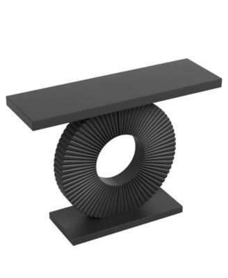 Modern Console Table with Geometric Base, 40 inch Wood Entryway Table Sofa Table Narrow Long for Living Room, Entryway, Hallway