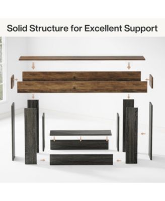 63-Inch Farmhouse Wood Console Table with U-Shaped Base, 2-Tier Narrow Sofa Table for Entryway & Living Room