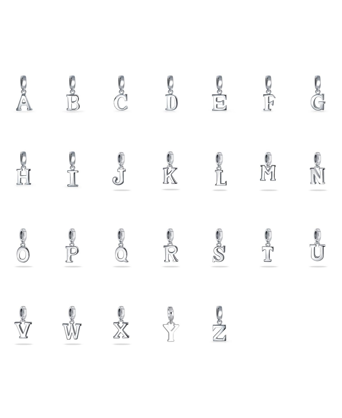 Bling Jewelry Dangle Block Letter A-z Alphabet Initial Charm Bead For Women Solid .925 Sterling Silver Fits European Bracelet