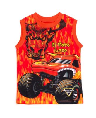Toddler Boys Grave Digger El Toro Loco Megalodon T-Shirt Tank Top and French Terry Shorts 3 Piece Set to