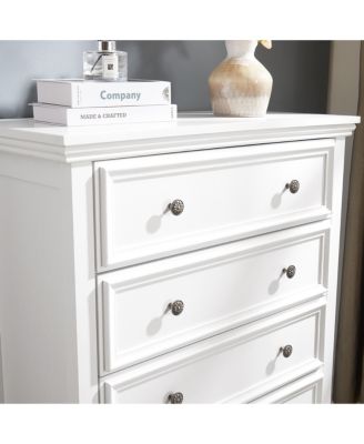 Modern 5-Drawer Dresser – White Cabinet with 5 Drawers, Ideal for Living Room or Farmhouse Closet Storage