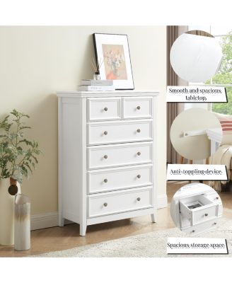 Modern 6-Drawer Dresser With Storage Cabinet for Living Room & Closet