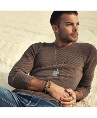 GeometricCZ Dog Tag Pendant Necklace Stainless Steel With Chain 24 Inch