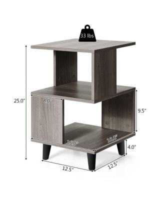 2 PCS Nightstand Set Modern Side End Table Storage Shelf Grey